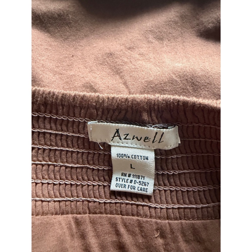 Azwell Brown One Shoulder Ruched Y2K Tunic Top Cotton Side Zip Womens Large - Picture 3 of 3